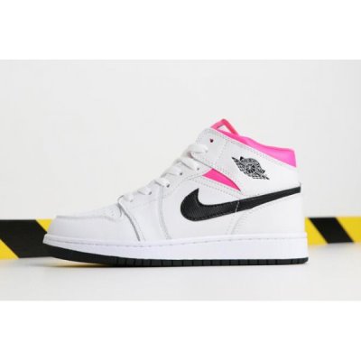 Nike Bayan Air Jordan 1 Mid Gs Pembe / Siyah Basketbol Ayakkabısı Türkiye - RYKJFB7K